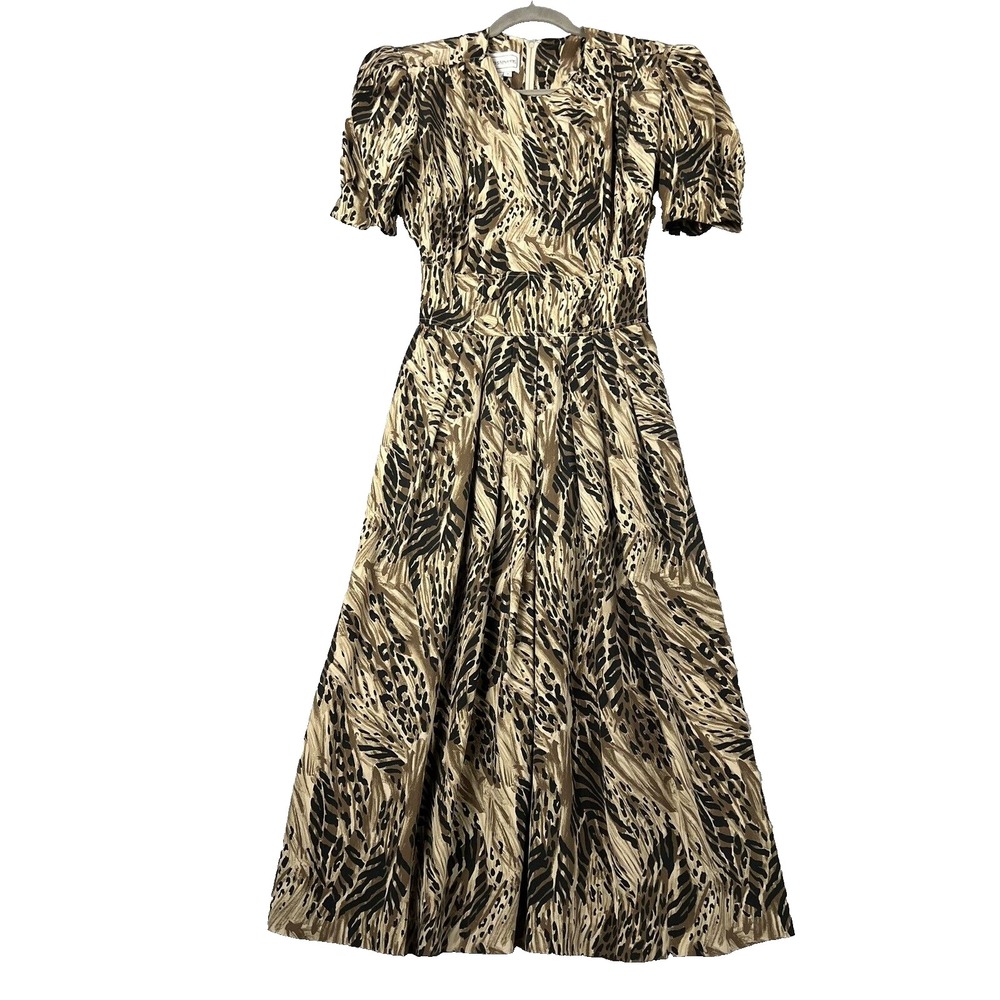 Karin Stevens Vintage 80's  100%‎ Silk Smoked Waist Back  Dress Size 10 Fairy